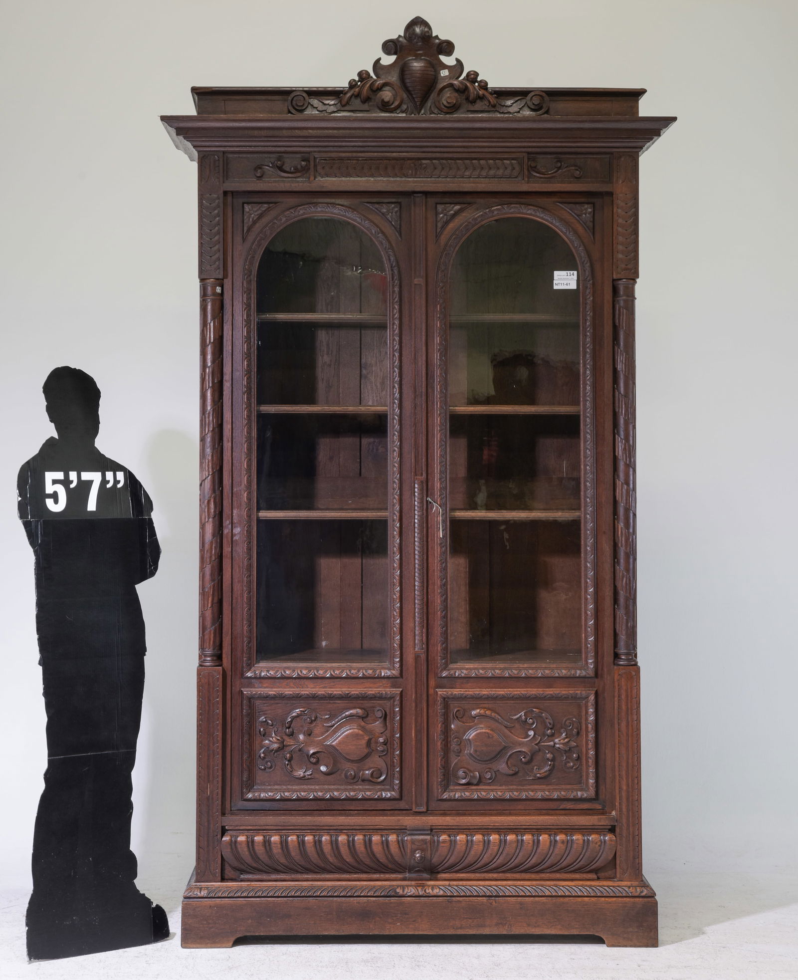 Henri II Style Carved Oak Bookcase / Cupboard (1 of 7)