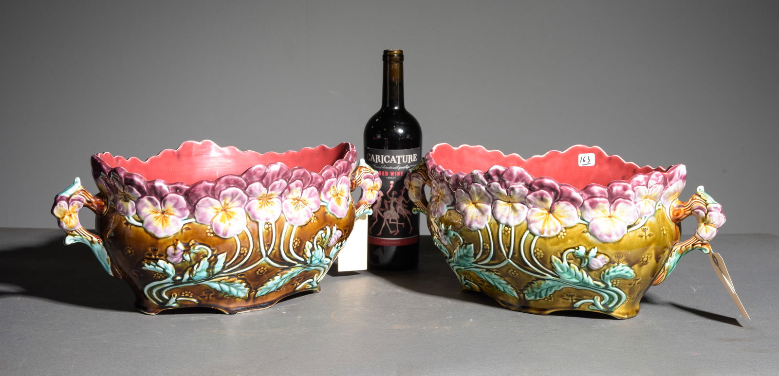 2 Onnaing Majolica Pansees Jardinieres (1 of 7)