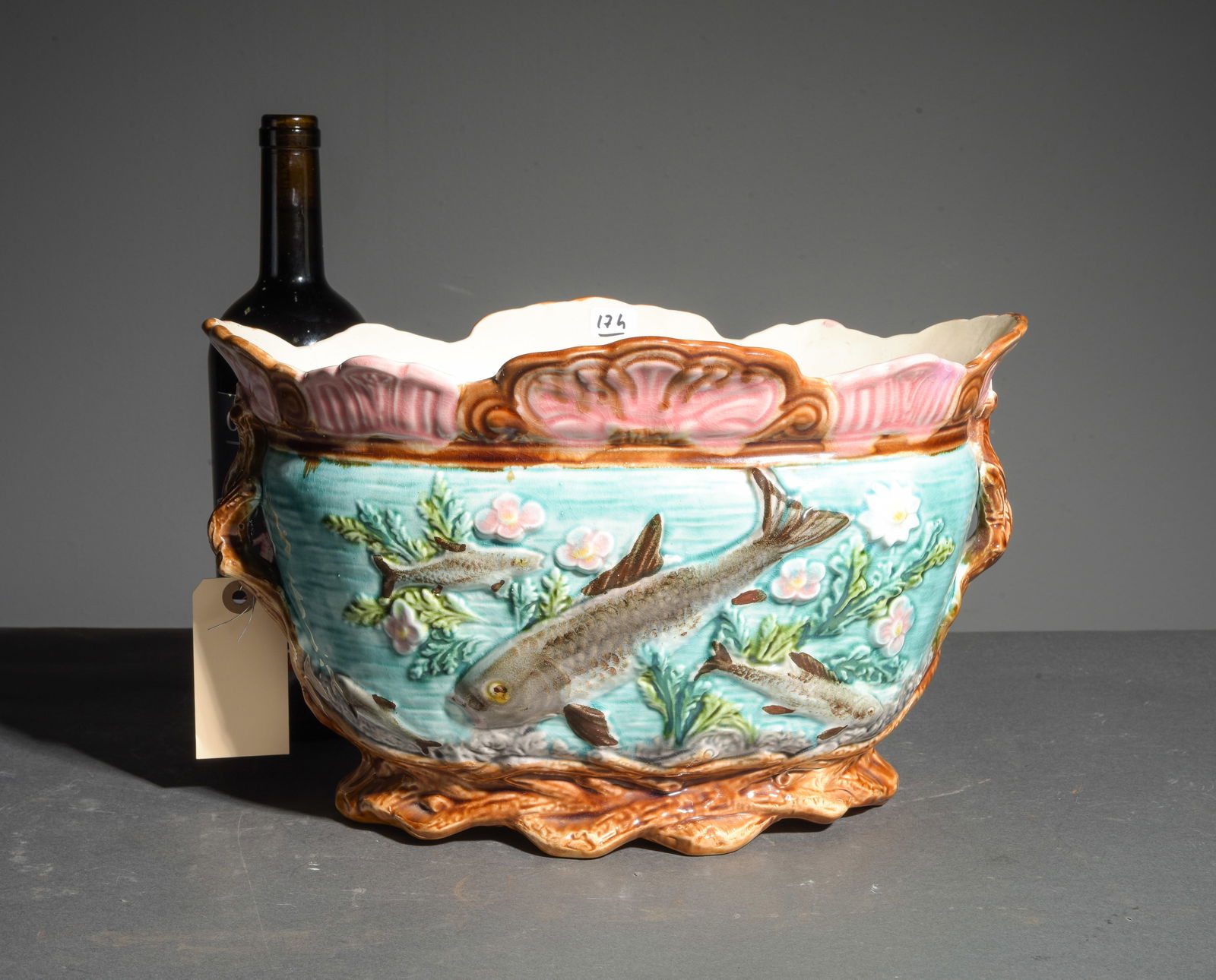 Onnaing Majolica Jardiniere - Fish Motif (1 of 3)