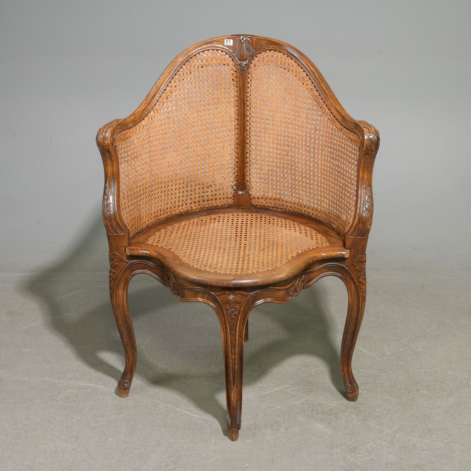 Louis XV Style Oak Caned Corner / Desk Chair (1 of 4)