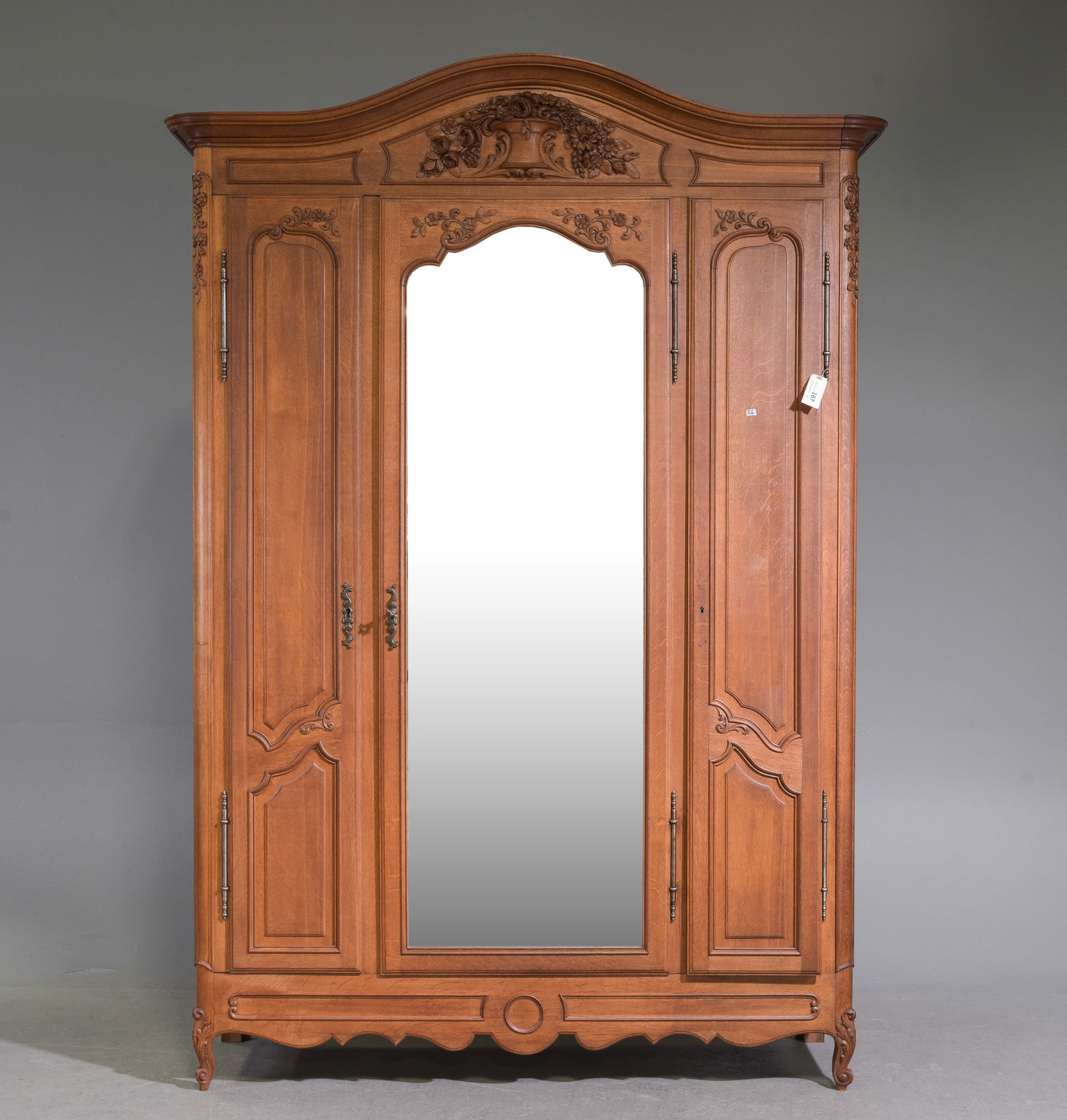 Louis XV Style Oak Mirror Door Armoire (1 of 9)