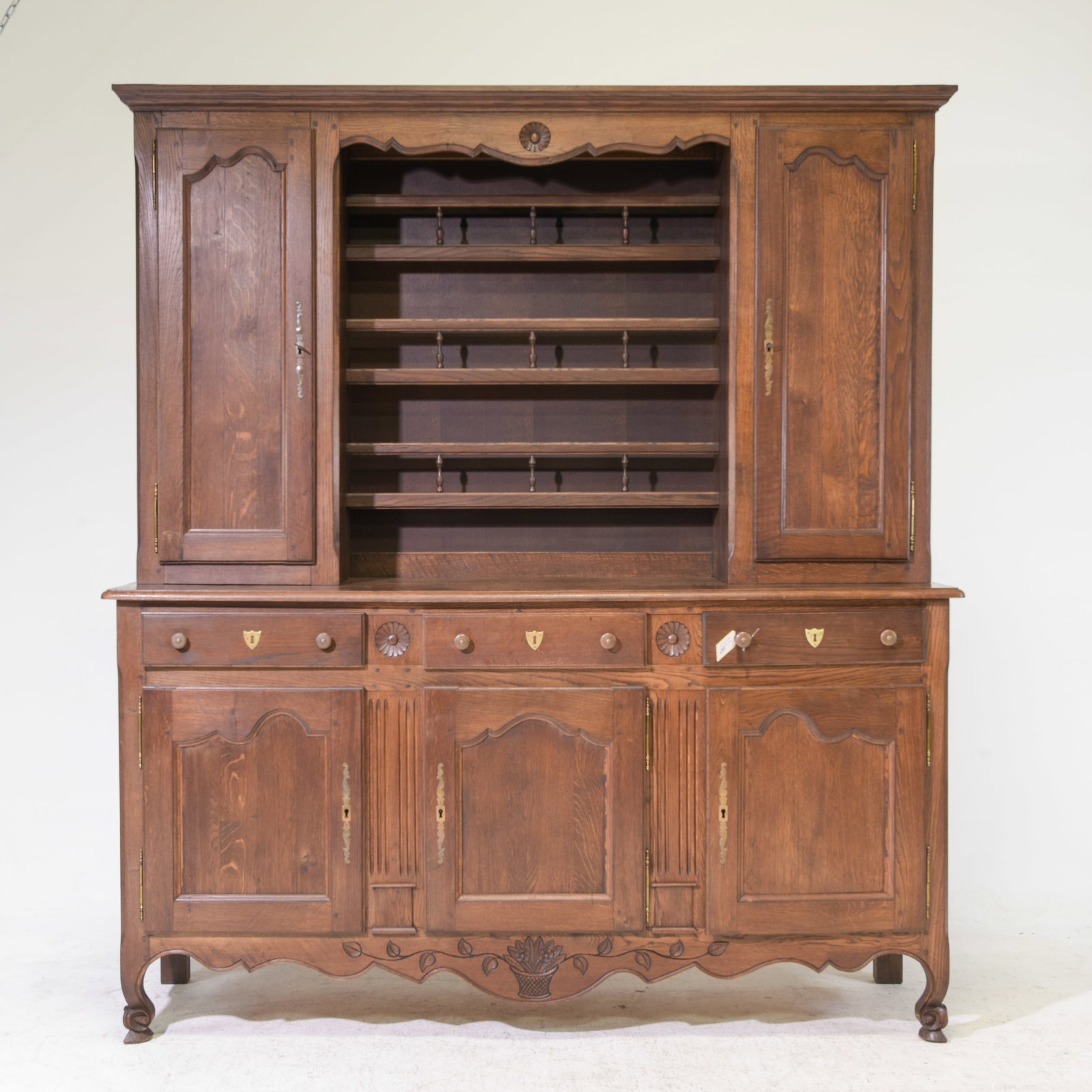Louis XV Style Oak Dresser / Cupboard: French Louis XV Style Oak Dresser / Cupboard - 85 in tall x 75.5 x 23 - This will break down for easier transport