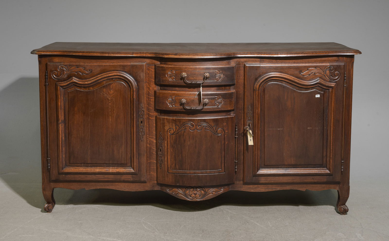Louis XV Style Oak Sideboard / Enfilade: French Louis XV Style Oak Sideboard / Enfilade - 38.5 in tall x 75 x 21