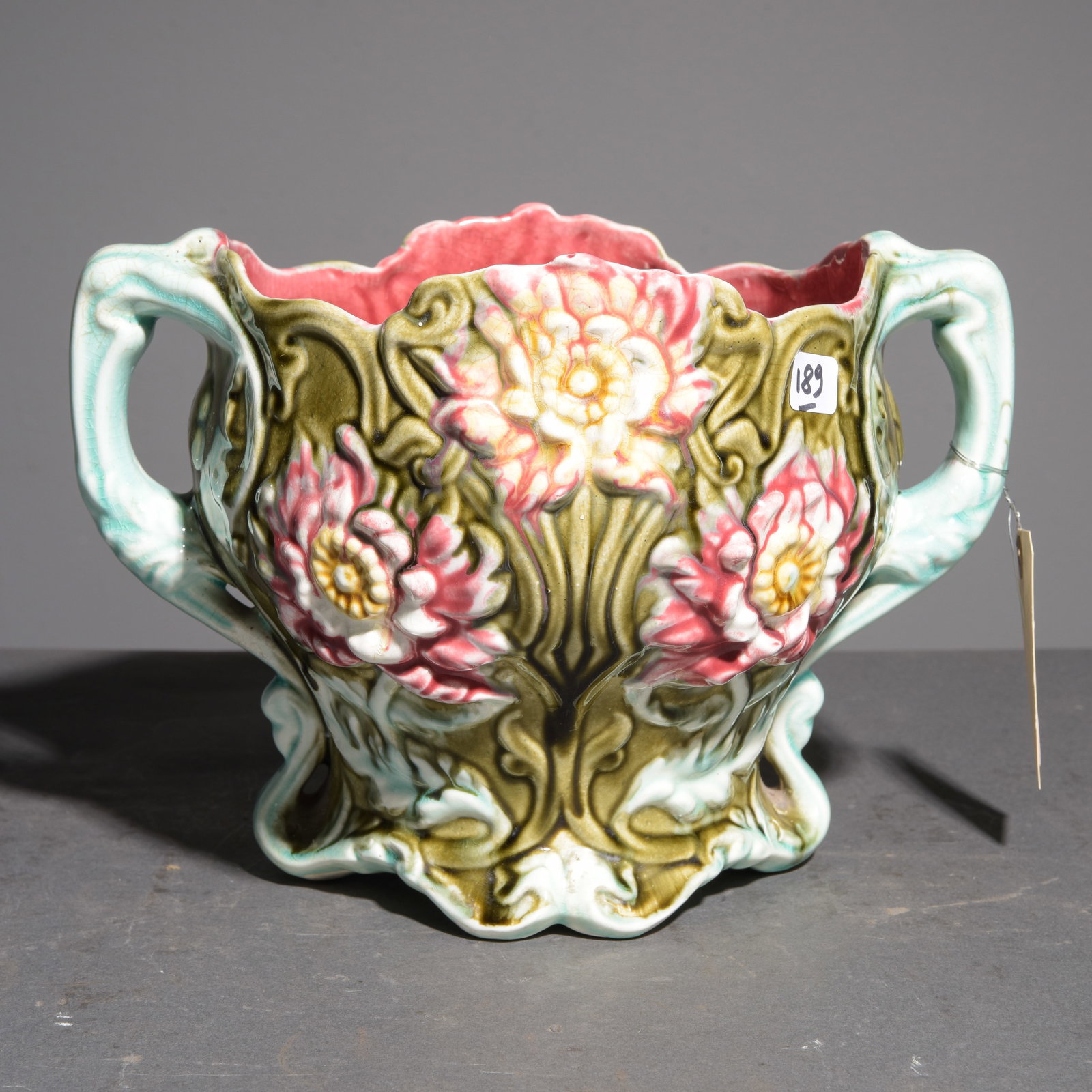 French Majolica Jardiniere / Pot: French Majolica Jardiniere / Pot - 8 in tall x 11 x 9