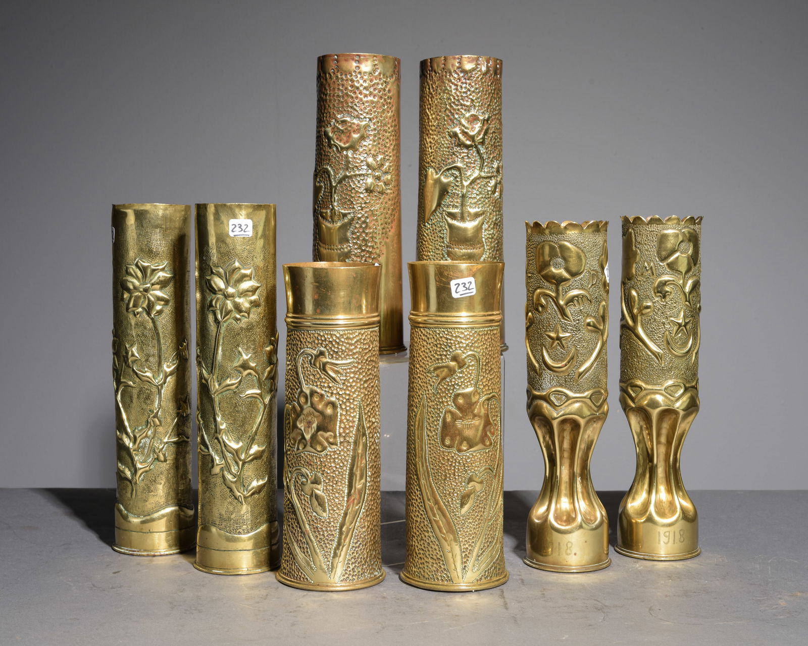 Four Pairs of Brass Trench Art Vases #2 (1 of 5)