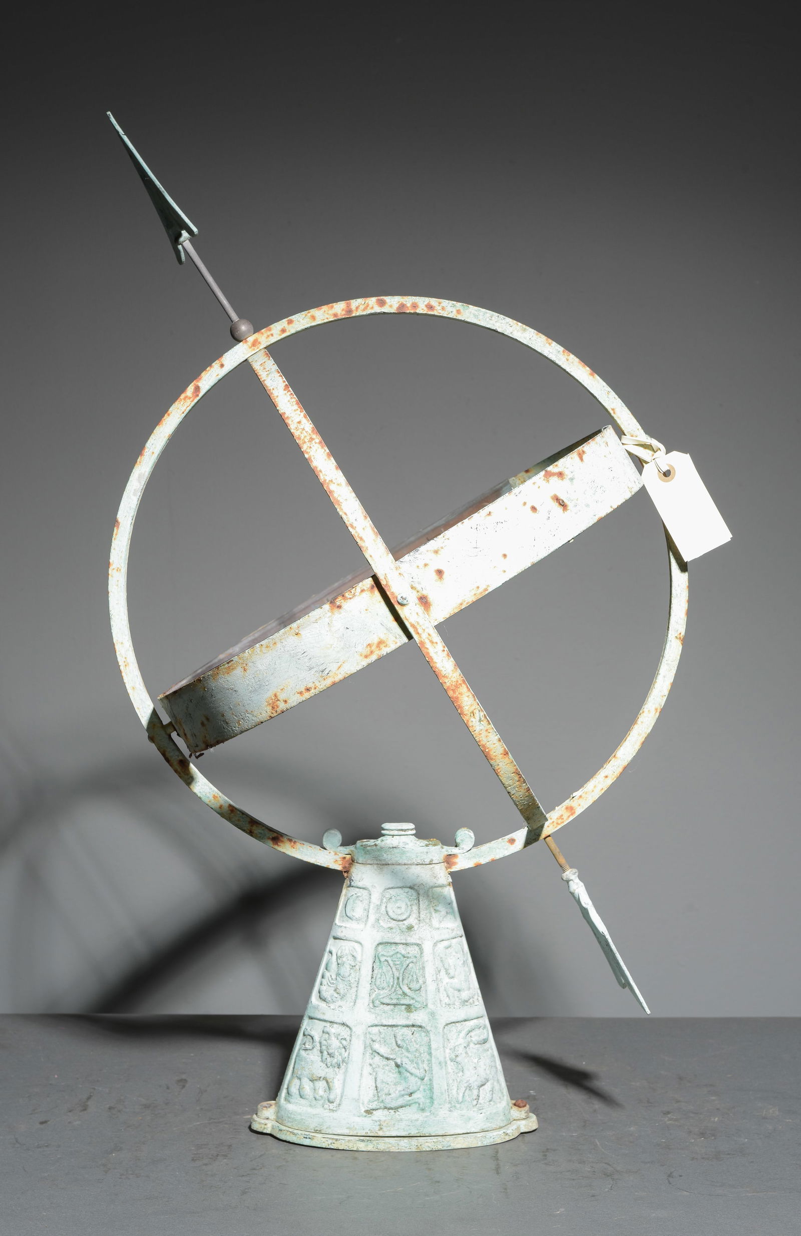 Danish Painted Metal Sundial: Danish Painted Metal Sundial - 31 in tall x 19 x 18