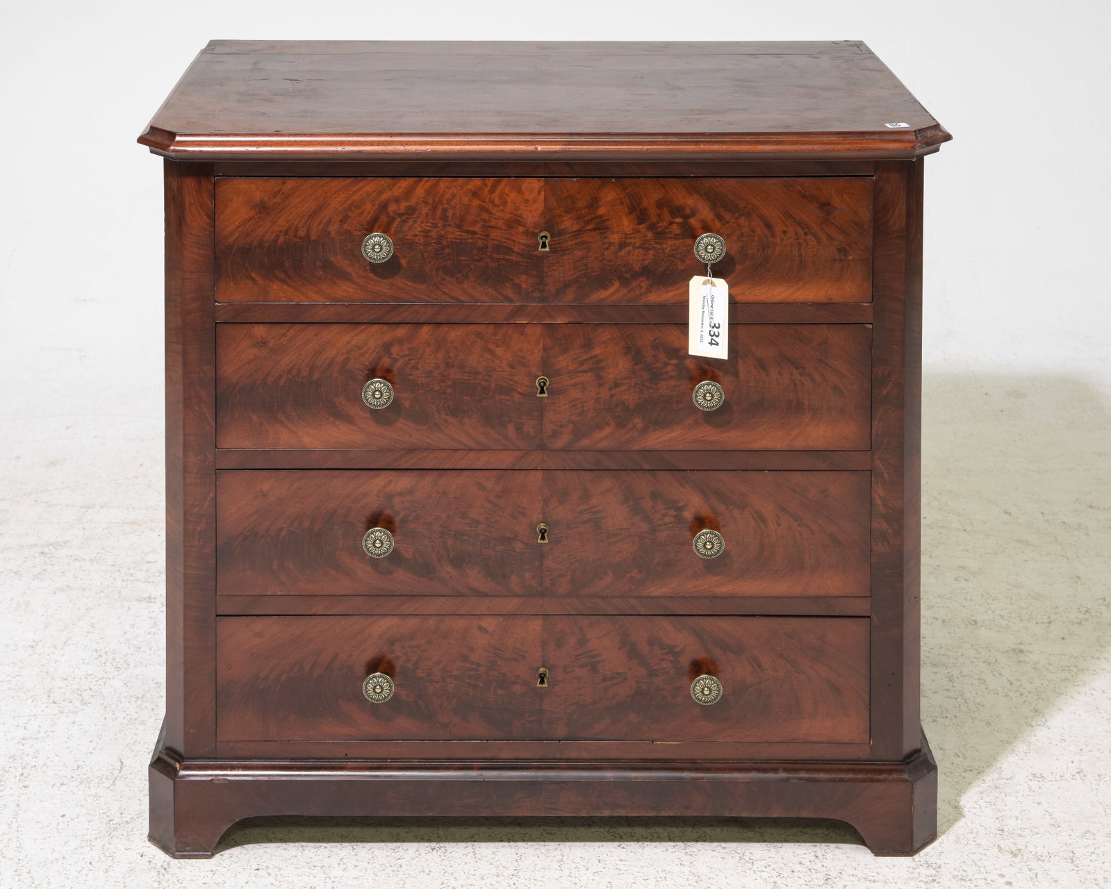 French Napoleon III Style Mahogany Chest: French Napoleon III Style Mahogany Four Drawer Chest - 29 in tall x 32 x 18.5
