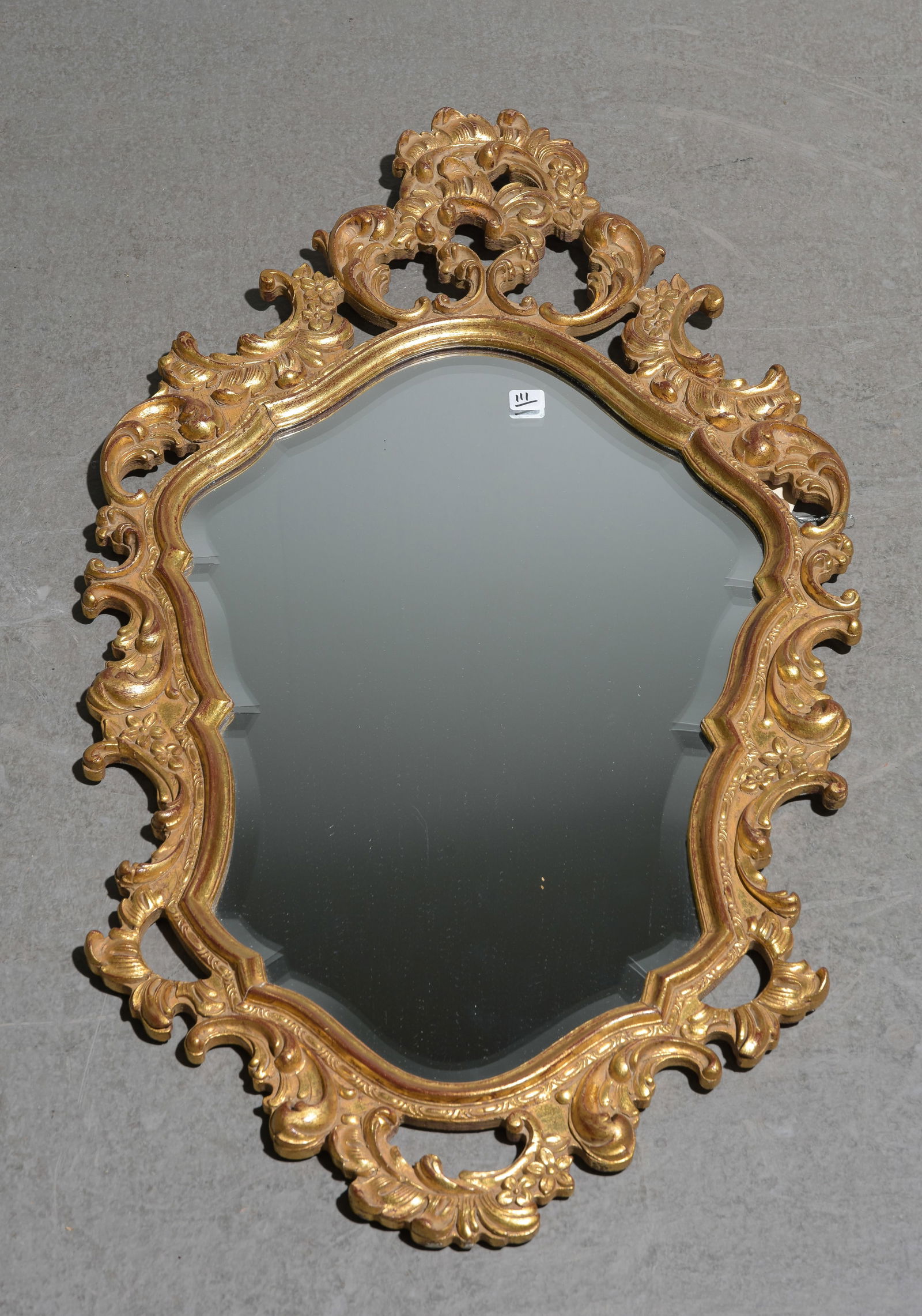 French Small Gold Framed Beveled Mirror (1 of 4)