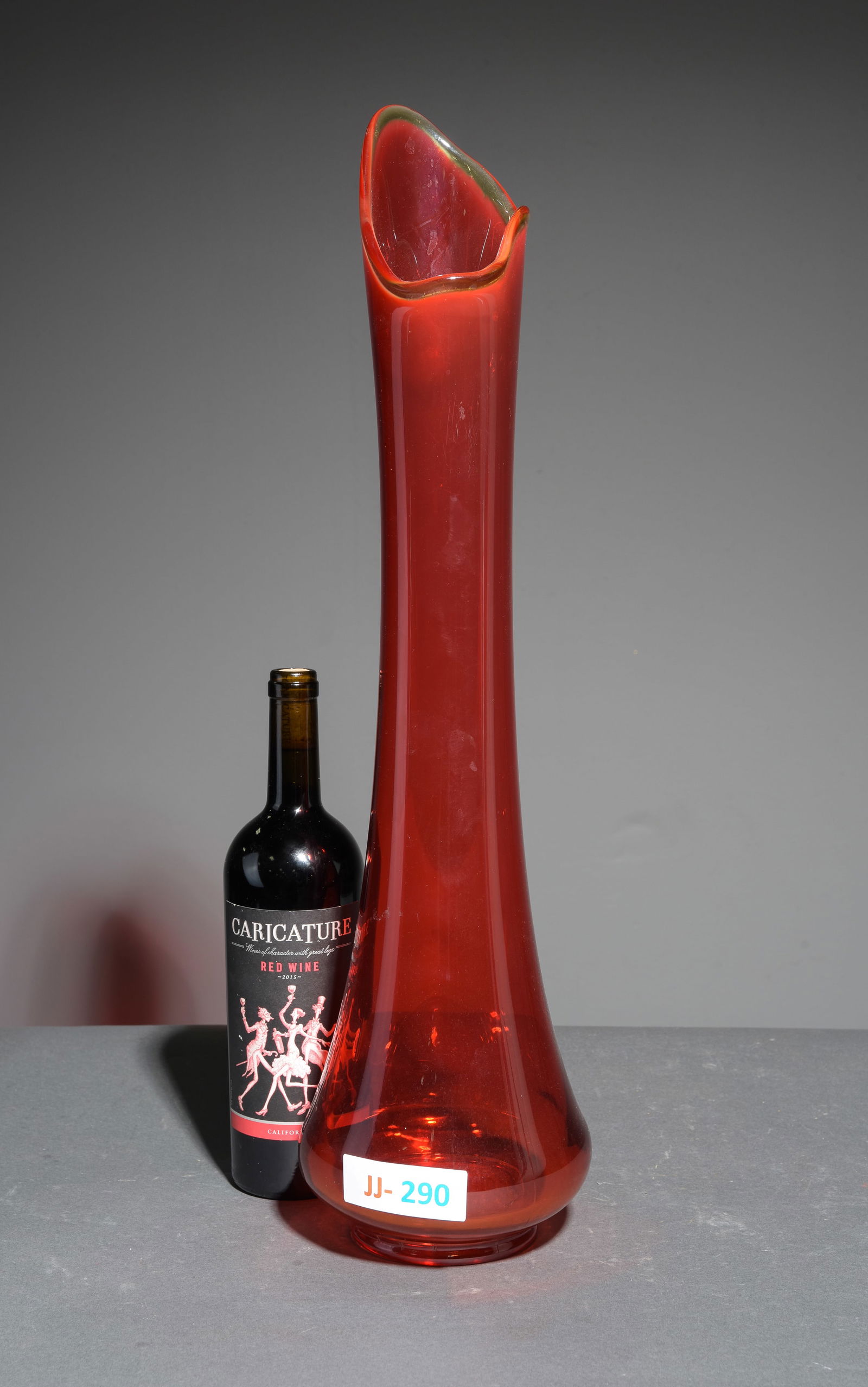 American Candy Apple Red Glass Swung Vase (1 of 6)