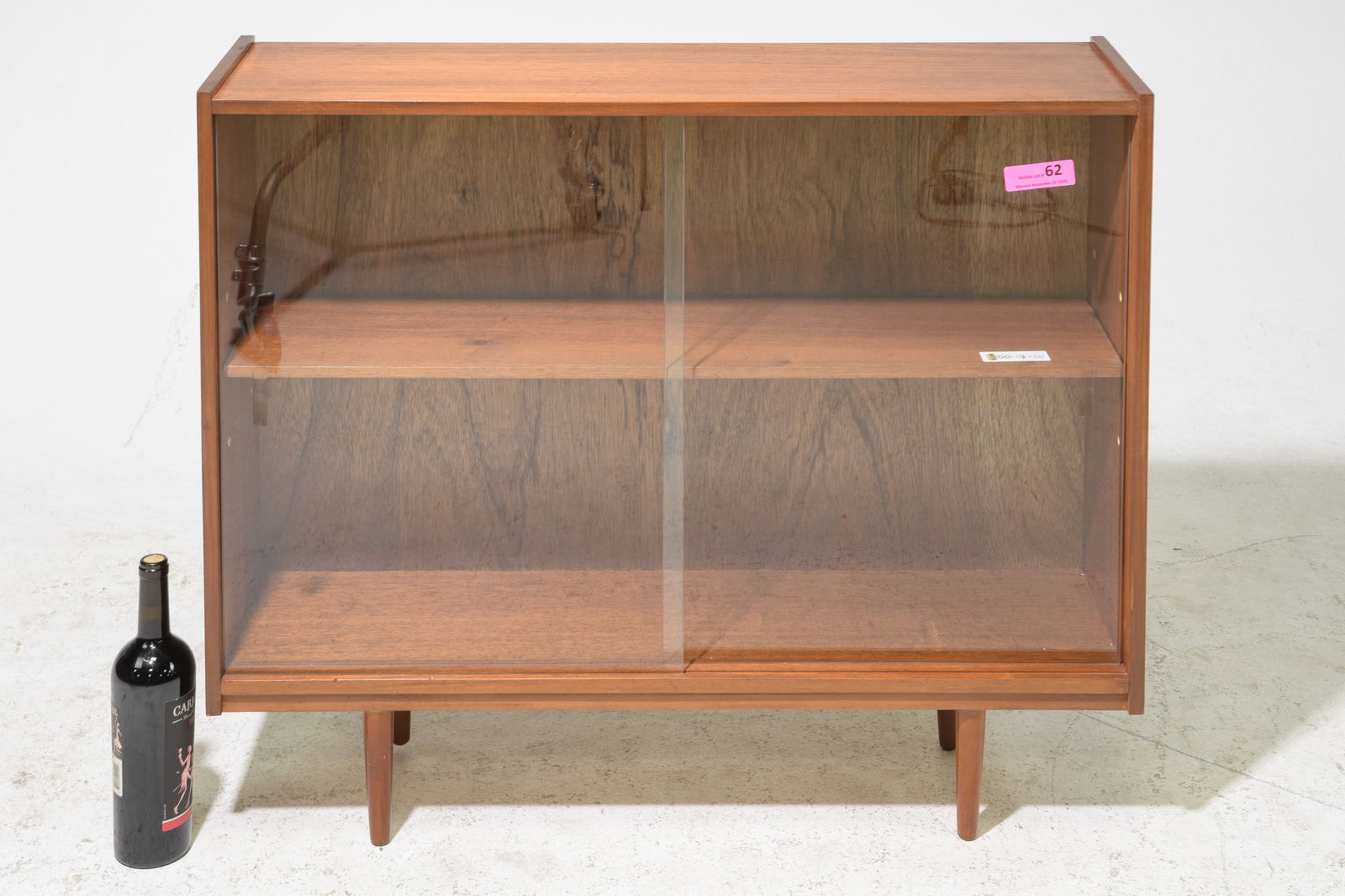 Mid Century Modern Sliding Glass Door Bookcase: Danish Modern Style Sliding Glass Door Bookcase / Cabinet - 31.5 in tall x 36 x 9.25