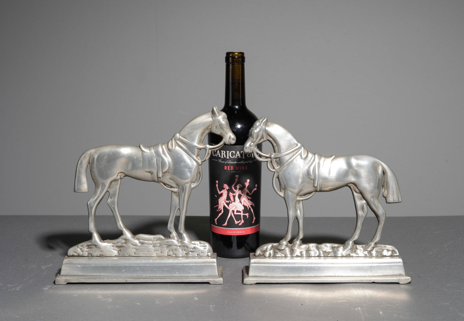 Pair of Cast Metal Horse Bookends: Pair of Cast Metal Horse Bookends - 10 in tall x 9 x 3 each