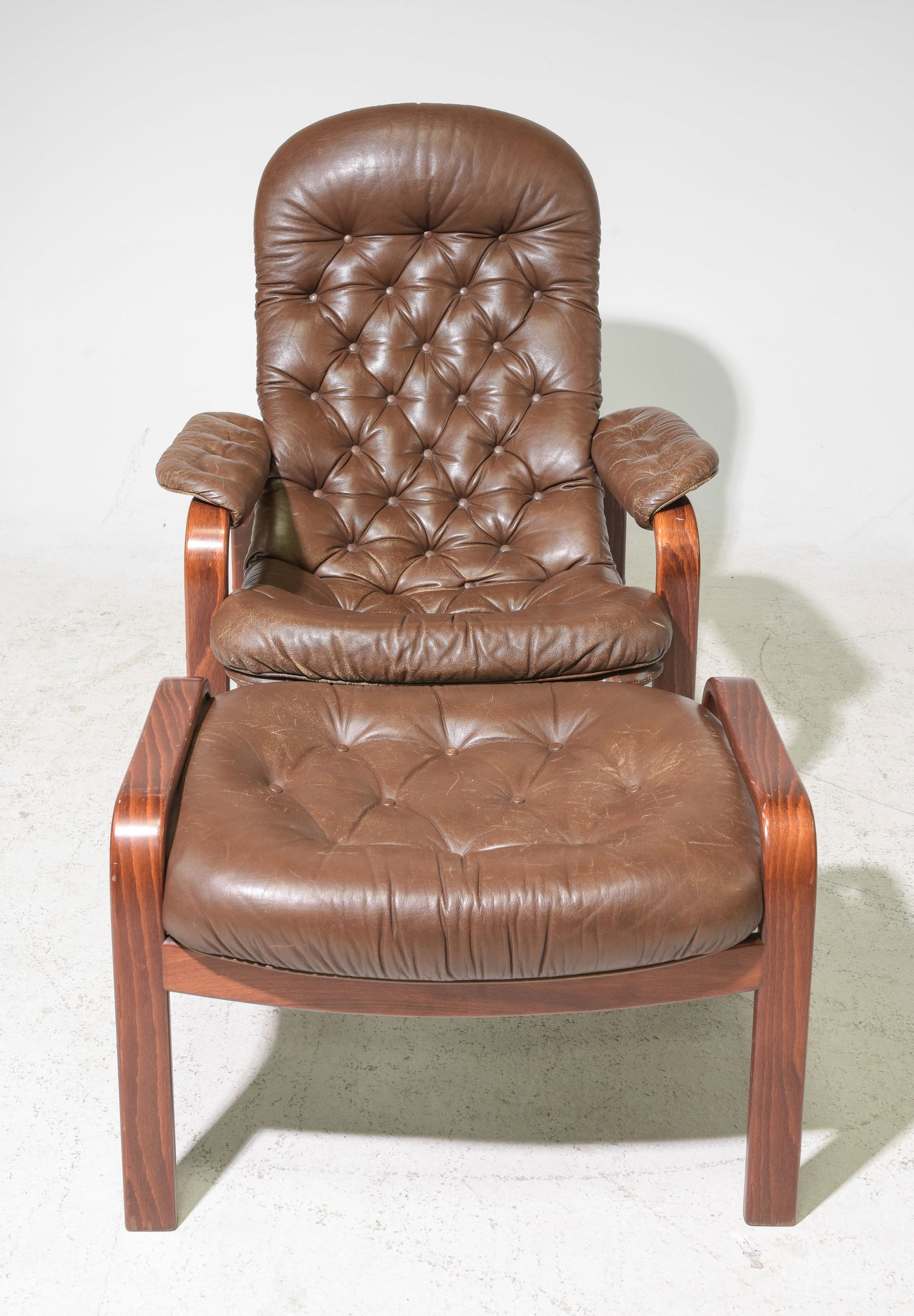 Swedish Mid Century Modern Leather Chair & Ottoman (1 of 7)