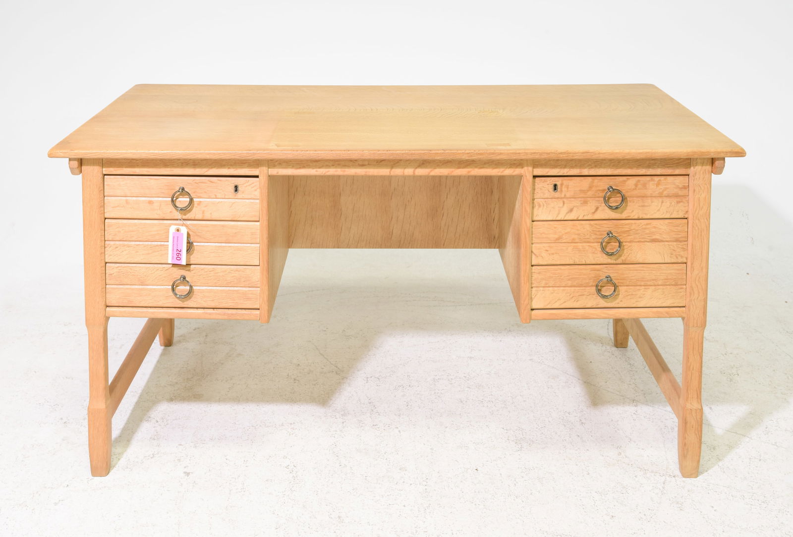 Danish Oak Desk with Bookshelf Front (1 of 3)