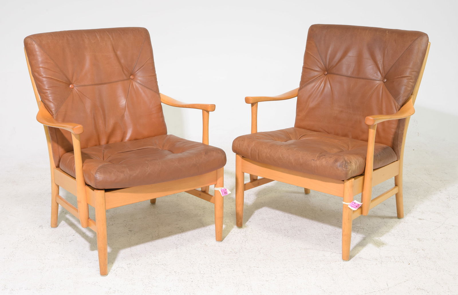 Danish Mid Century Modern Pair of Leather Arm Chairs (1 of 6)