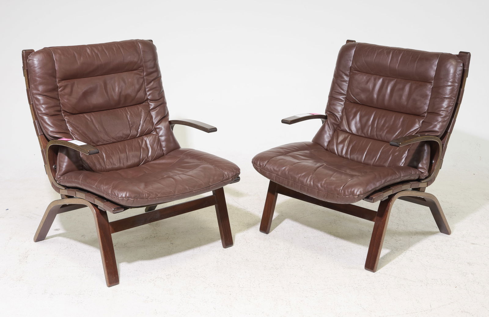 Danish Mid Century Modern Pair of Leather Lounge Chairs (1 of 5)