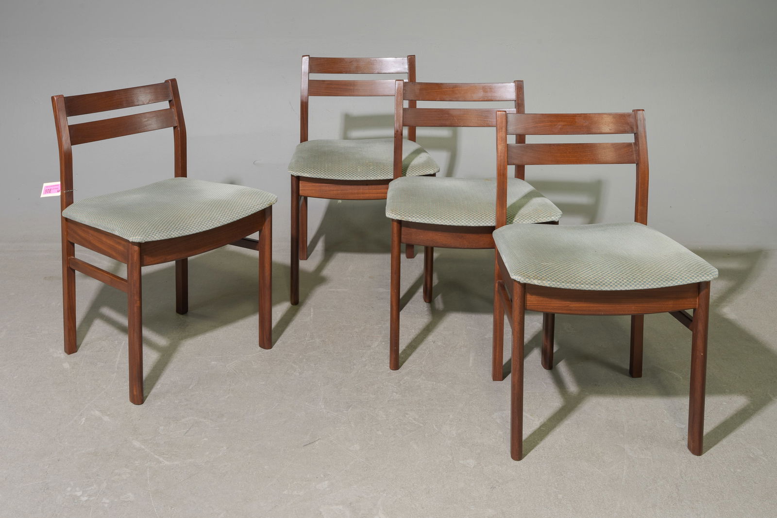 Mid Century Modern Set of 4 Dining Chairs: Danish Modern Style Set of 4 Dining Chairs - 28.5 in tall x 18.5 x 19 each with a seat height of 18 inches