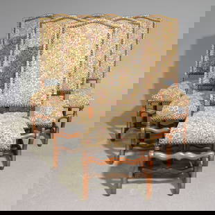 French Mouton Style Set of 6 High Back Dining Chairs: French Mouton Style Set of 6 High Back Upholstered Beech Wood Dining Chairs - 46 in tall x 18 x 22 each with a seat height of 19 inches