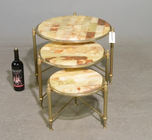 French Nest of Three Onyx Top Tables