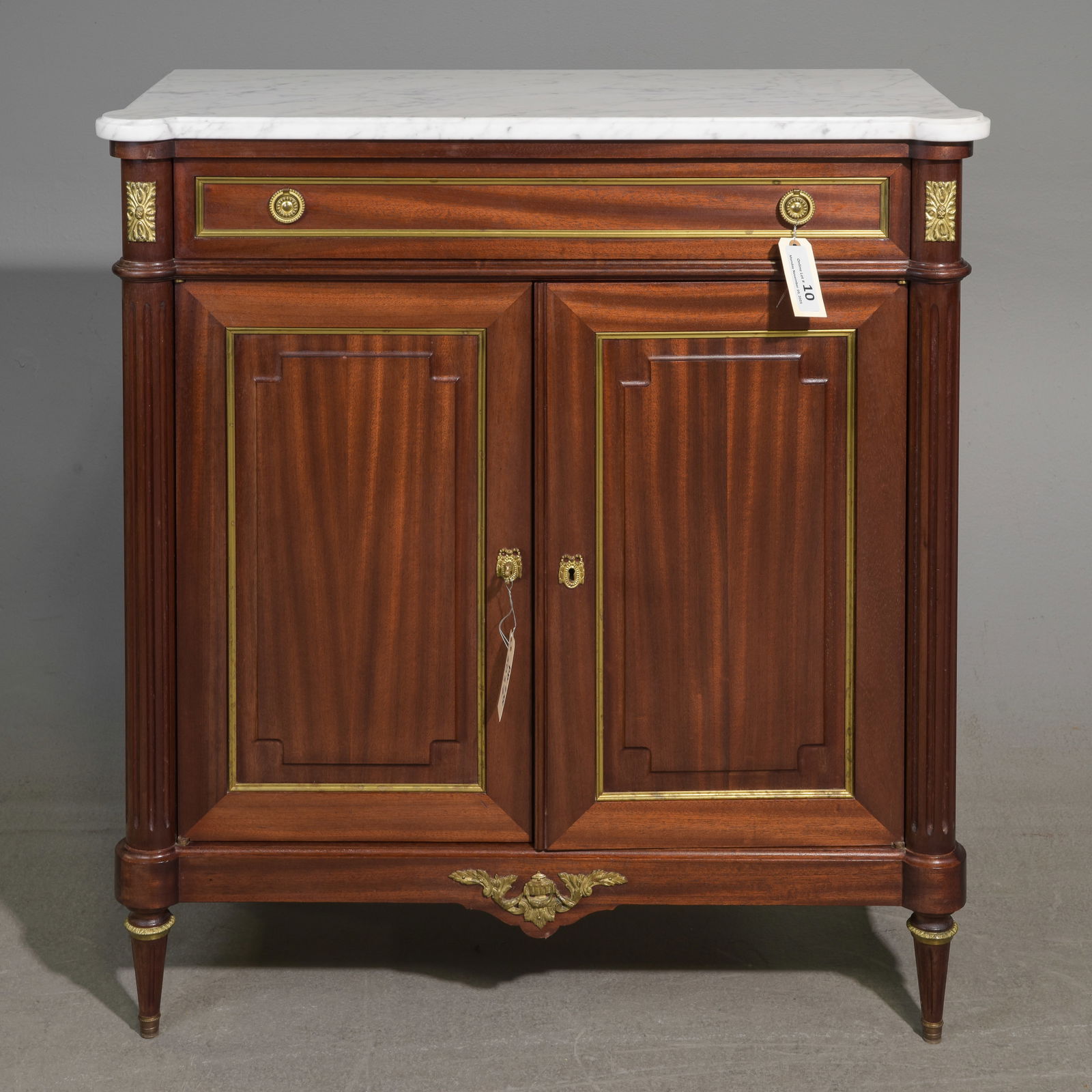 Louis XVI Style White Marble Top Hall Cabinet (1 of 6)