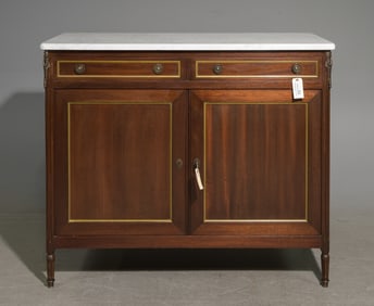 Louis XVI Style White Marble Top Buffet