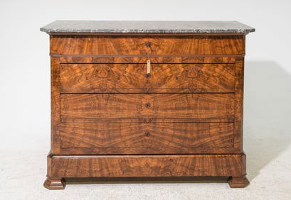 Louis Philippe Style Marble Top Walnut Chest