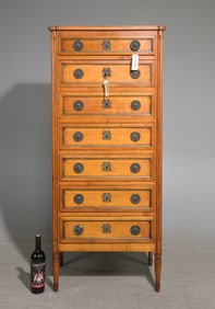 Louis XVI Style Cherry Semaniere / 7 Drawer Chest