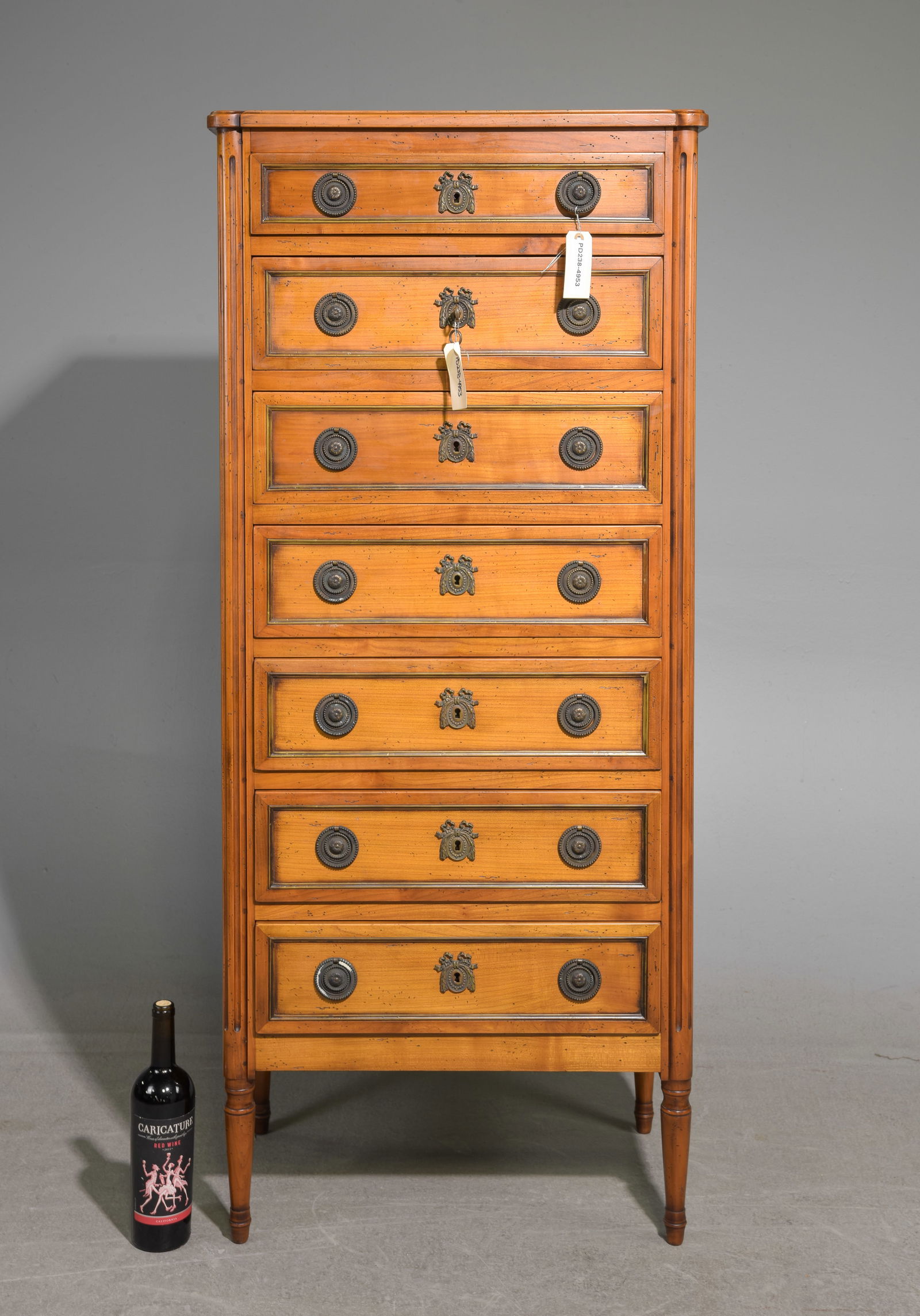 Louis XVI Style Cherry Semaniere / 7 Drawer Chest (1 of 5)