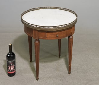 Louis XVI Style Small White Marble Top Boulotte Table