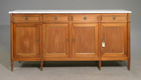 Louis XVI Style White Marble Top Sideboard