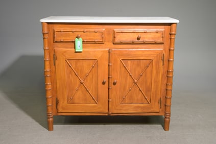 Faux Bamboo White Marble Top Buffet