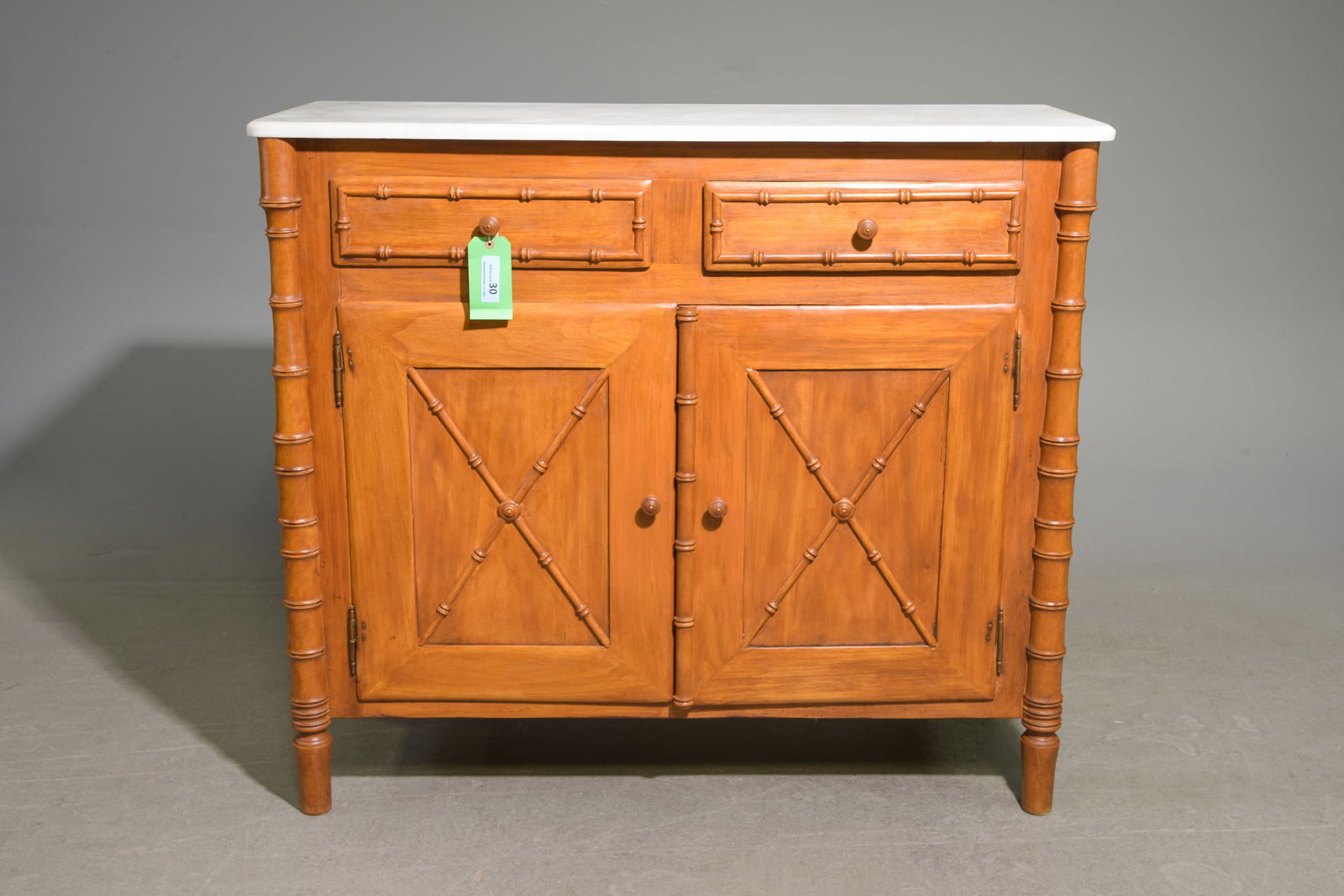 Faux Bamboo White Marble Top Buffet (1 of 8)