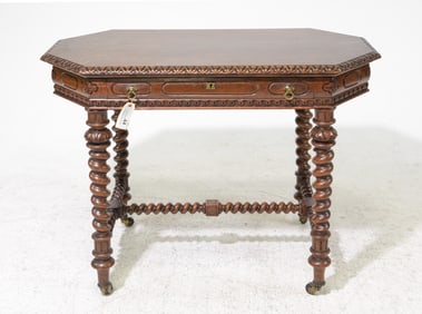 British Oak Barley Twist Writing Table c.1930's