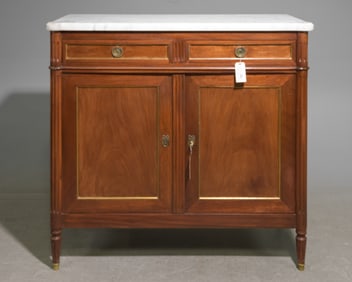 Louis XVI Style White Marble Top Buffet