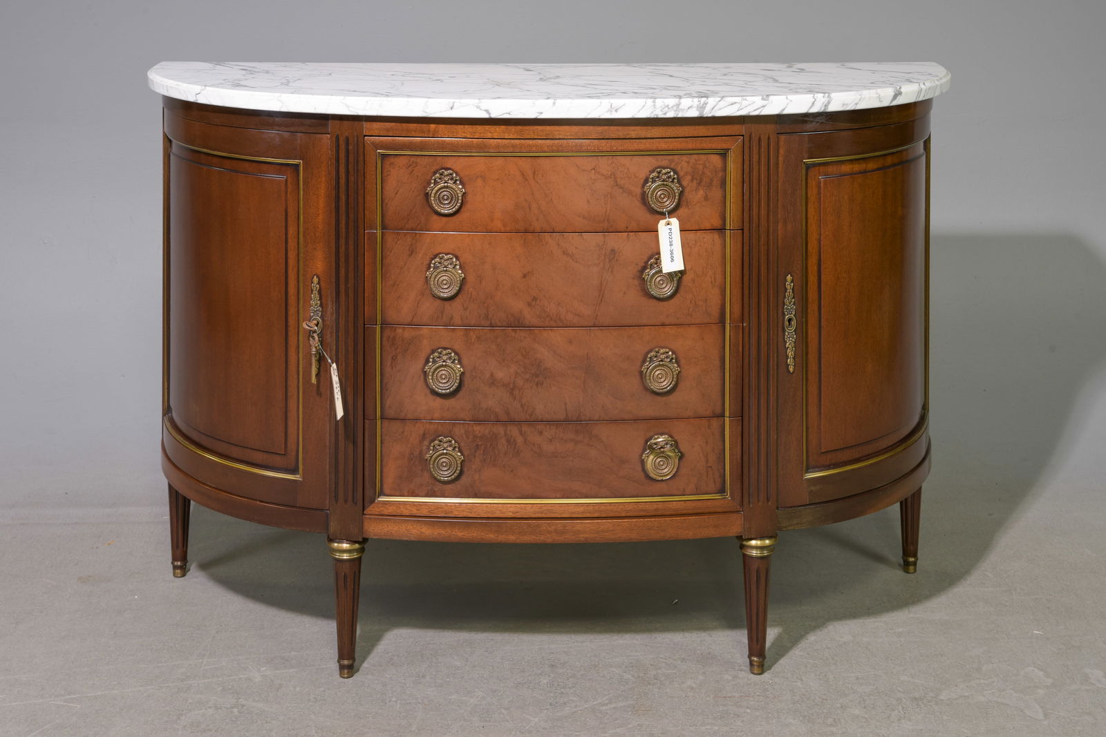 Louis XVI Style White Marble Top Demilune Server (1 of 5)
