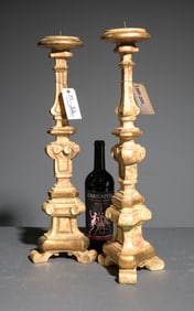 Italian Style Pair of Polychrome Candlesticks