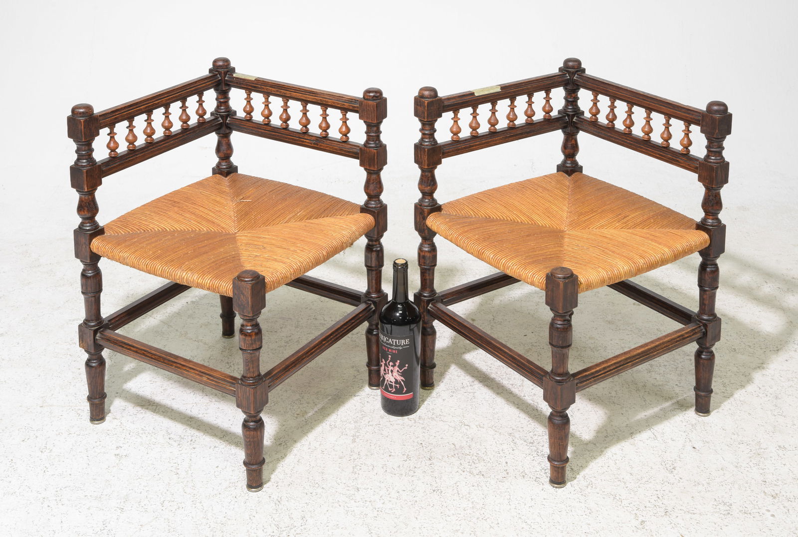 2 French Chestnut Rush Seat Corner Chairs (1 of 4)