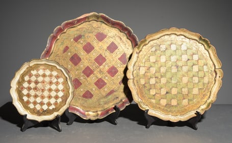Three Florentine Round Trays