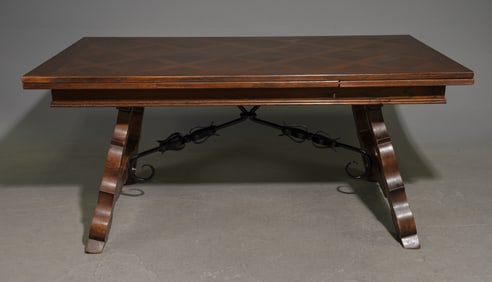Spanish Style Oak Draw Leaf Dining Table