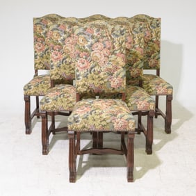Spanish Style Set of 6 High Back Dining Chairs
