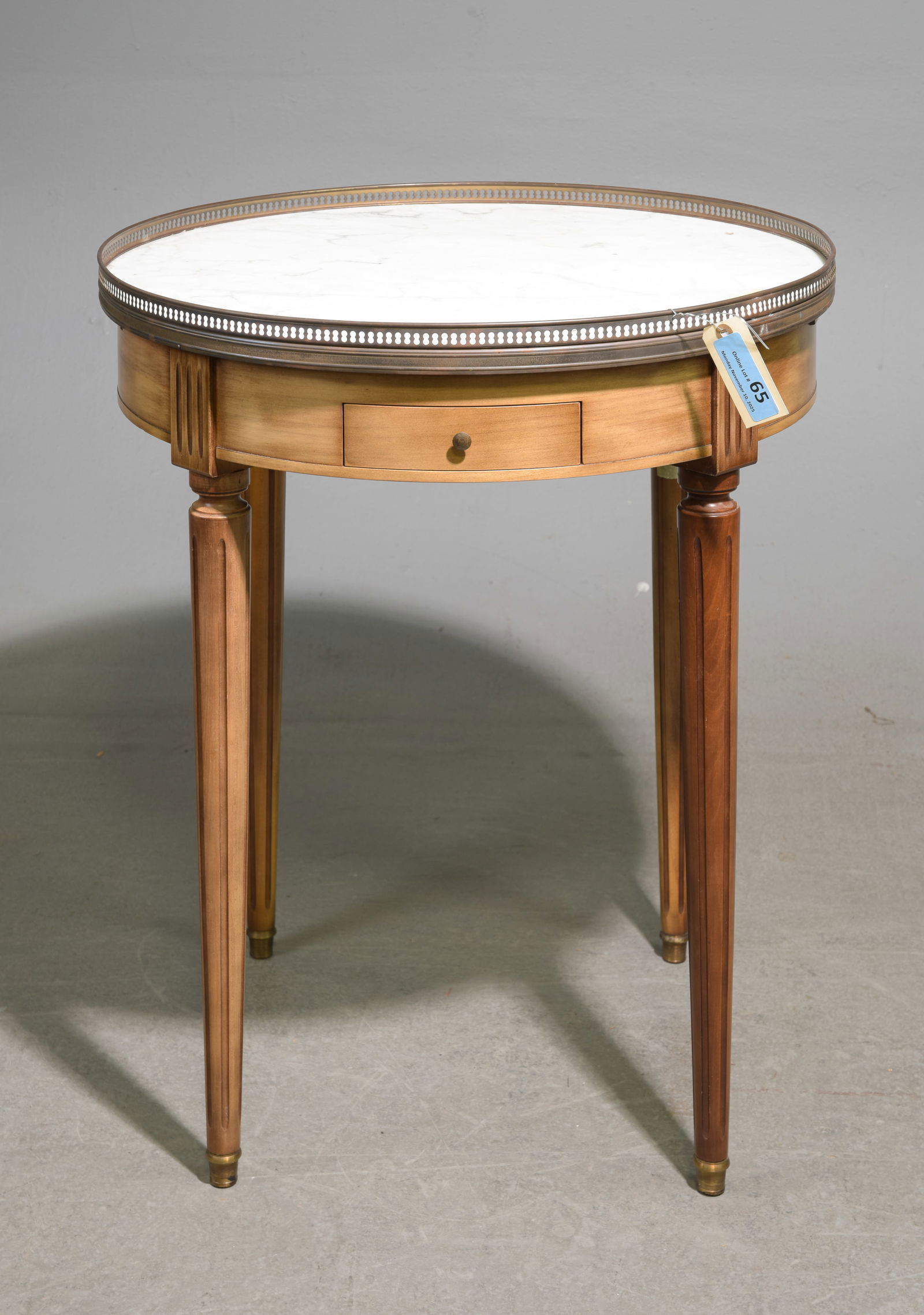 Louis XVI Style White Marble Top Boulotte Table (1 of 3)