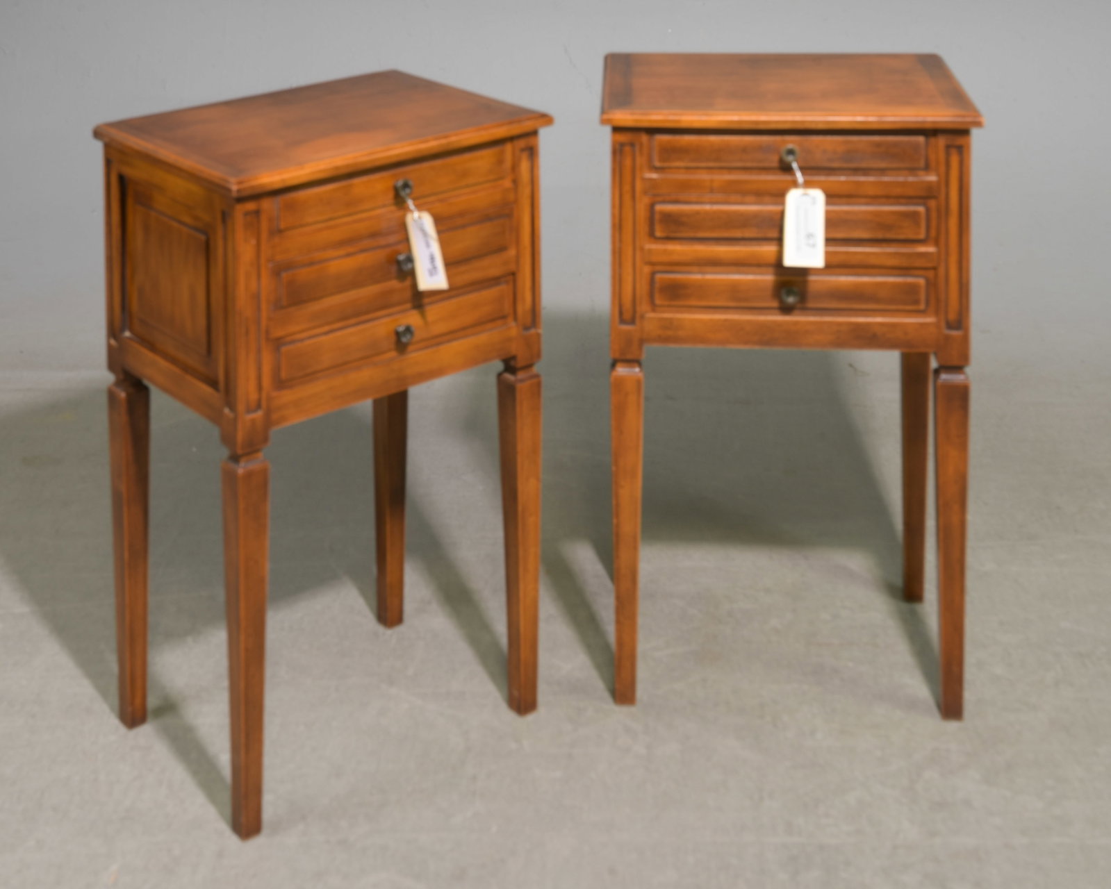 Louis XVI Style Pair of Chests / Nightstands: French Louis XVI Style Pair of Chests / Nightstands - 27.5 in tall x 16 x 12 each