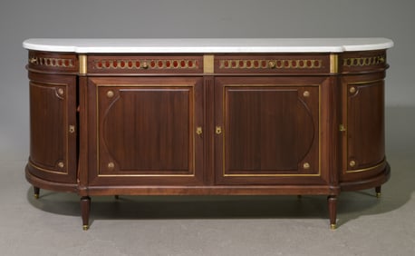 Louis XVI Style Curved Marble Top Sideboard