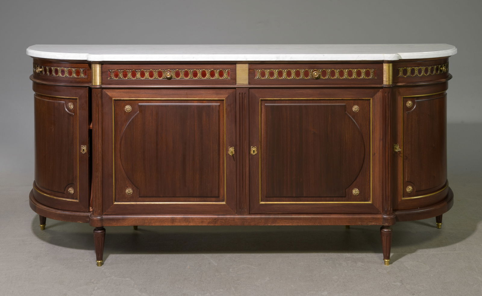 Louis XVI Style Curved Marble Top Sideboard (1 of 5)