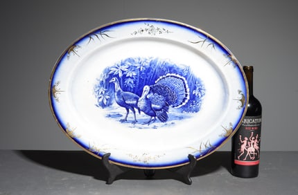 Blue & White Large Oval Turkey Platter