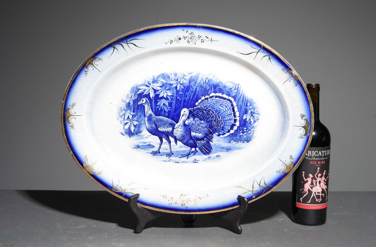 Blue & White Large Oval Turkey Platter (1 of 5)