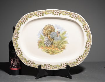 Oval Turkey Platter with Floral Edge