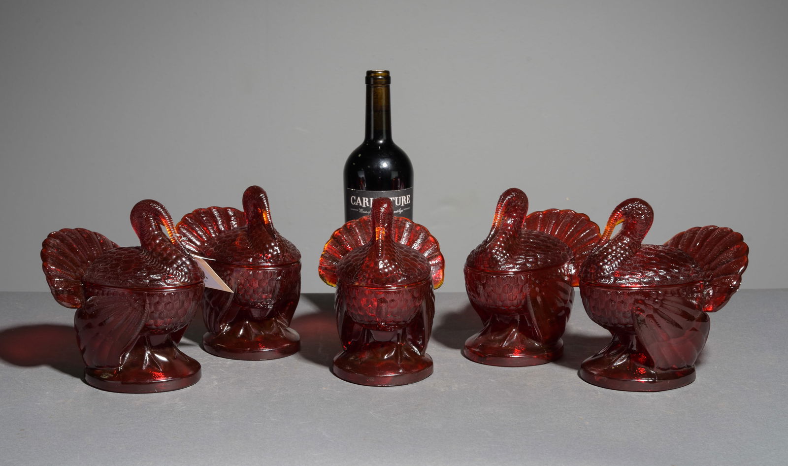 5 Ruby Red Amberina Glass Turkey Candy Dishes (1 of 6)