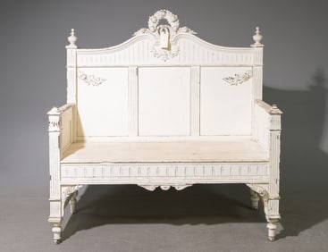 Louis XVI Style Painted Hall Bench