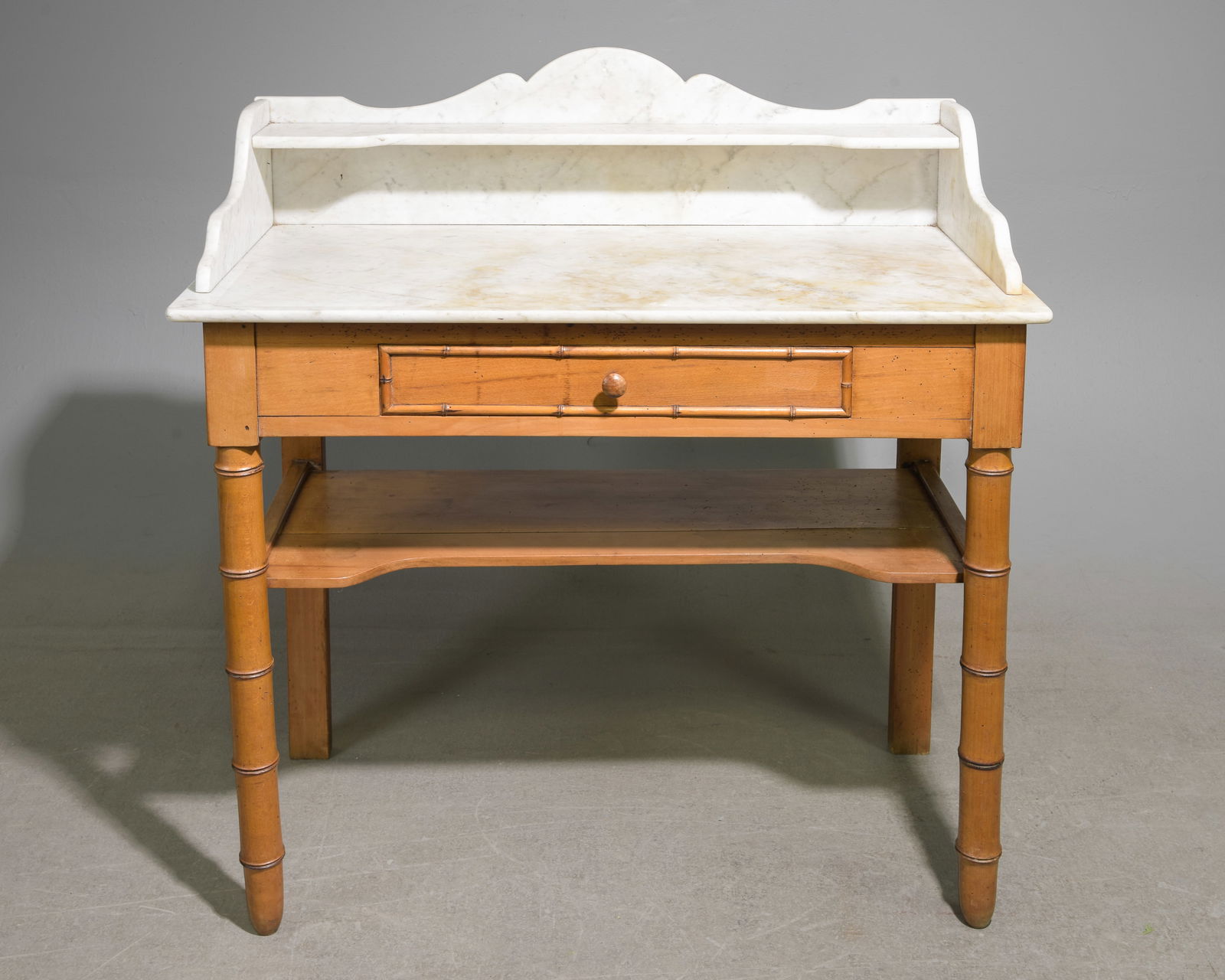 French Faux Bamboo White Marble Top Washstand (1 of 5)