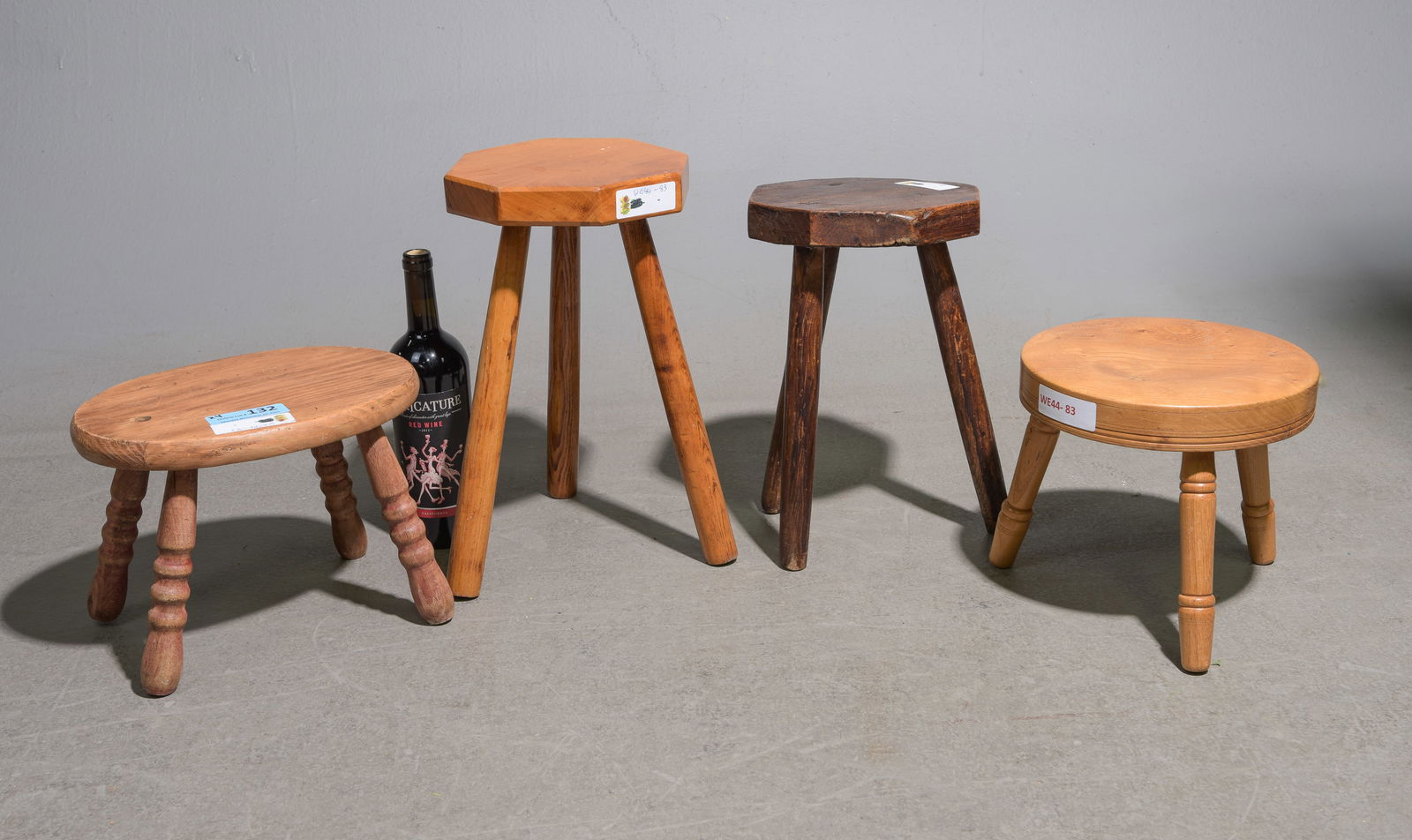 Four Assorted Small Rustic Stools (1 of 5)